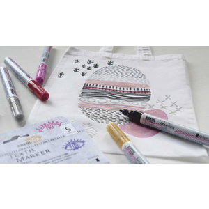 KREUL Feutre textile Glitter, set médium de 5