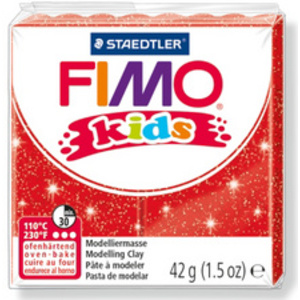FIMO kids Pâte à modeler, à cuire, 42 g, rouge paillette