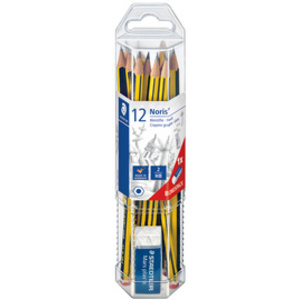 STAEDTLER Crayon graphite Noris, pack promo de 12 + gomme