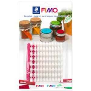 FIMO Jeu de tampons, en plastique, 88 signes, blanc