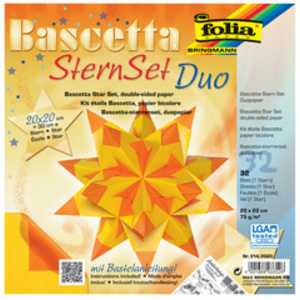folia Feuilles de papier pliable étoile Bascetta, 75 g/m2