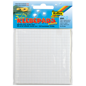 folia Carrés adhésifs 3D, 5 x 5 mm, blanc, assorti