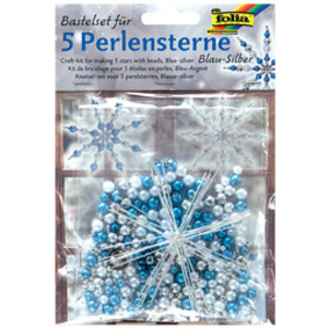 folia Kit d'étoiles en perles, 340 pièces, bleu/argent/blanc
