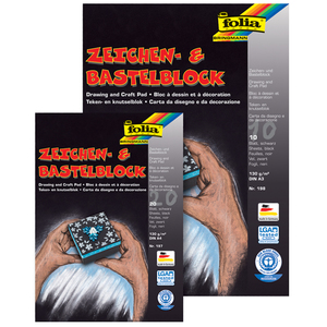 folia Bloc de papier de couleur, A3, 130 g/m2, noir