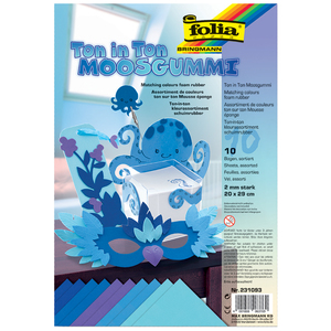 folia Mousse éponge, (L)200 x (H)290 mm, assortiment bleu
