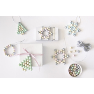 folia Kit Etoiles en perles en bois NATURE, 161 pièces