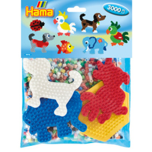 HAMA Perles à repasser midi + plaques à picots 'Fille'