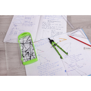 FABER-CASTELL Compas à réglage rapide, bleu fluo / noir