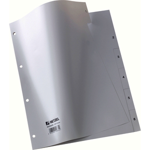 HETZEL intercalaires en plastique, chiffres, A4, 1-6, PP,
