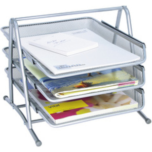 WEDO Corbeille à courrier Office, 3 compartiments, argent  - 67663