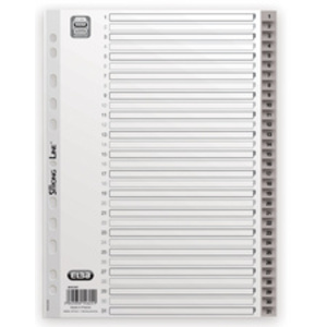 Oxford Intercalaires en plastique, numérique, A4+, gris  - 56744