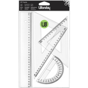 Wonday Set de géometrie ECO, 4 pièces, transparent