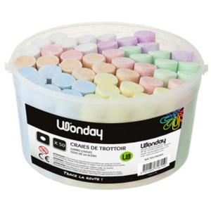 Wonday Craie de trottoir 'marelle', seau en plastique de 50