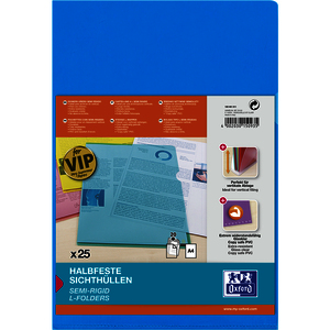 Oxford Pochettes coin Premium,A4,PVC,transparente,jaune x 25,