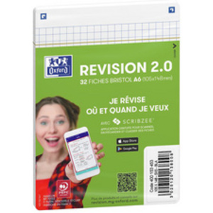 Oxford Fiches bristol REVISION 2.0, A6, blanc