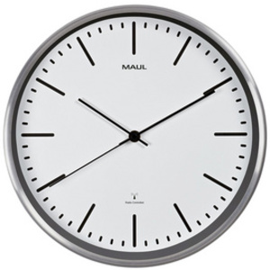 MAUL Horloge murale/horloge radio pilotée MAULfly, blanc