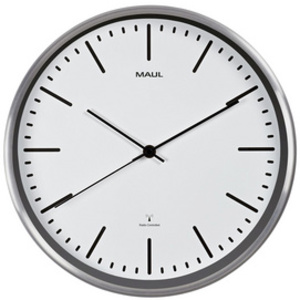 MAUL Horloge murale/horloge radio pilotée MAULfly, argent