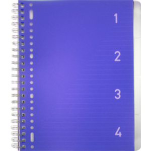 kangaro Cahier à spirale 4en1, A4, ligné, 200 pages, bleu