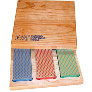 DMT Kit de pierres à aiguiser diamant, boîte en bois, 3 pcs