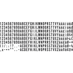 trodat Jeu de caractères, hauteur de caractère: 3 mm,336 pcs