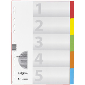 PAGNA Intercalaires en carton, A4, 6 touches, 6 couleurs