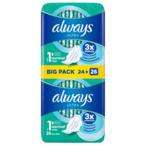 always ultra Serviette hygiénique Normal à ailettes, BigPack