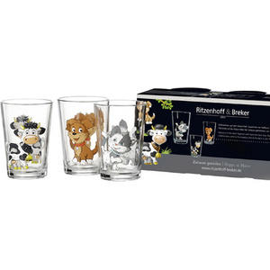Ritzenhoff & Breker Verre ANIMAUX DE LA FERME, set de 3