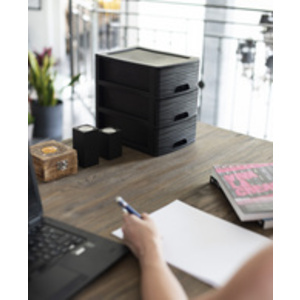 EDA Module de classement STONE, A5, 3 tiroirs, PP, noir