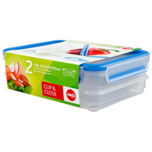 emsa Boîte à charcuterie CLIP & CLOSE, 2x 0,6 L, transparent
