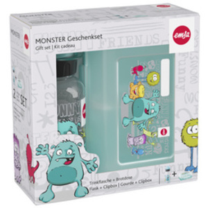 emsa KIDS Kit gourde + boîte à goûter, motif: monstres