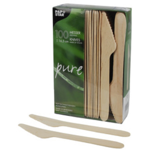 PAPSTAR Couteau en bois 'pure', longueur: 165 mm, par 25