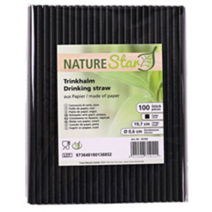 NATURE Star Paille en papier CLASSIC, 197 mm, noir