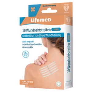 Lifemed Bande de suture cutanée stérile, boîte de 10, blanc