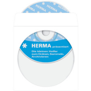 HERMA pochettes papier pour CD/DVD, avec fenêtre, blanc