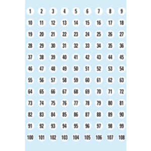 HERMA stickers chiffres 1-240, diamètre: 12 mm, blanc