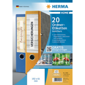 HERMA HOME Etiquette dos de classeur, 192 x 61 mm, blanc