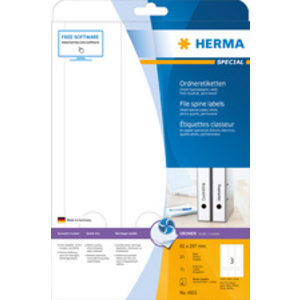 HERMA Etiquette dos de classeur SPECIAL, 297 x 61 mm, blanc