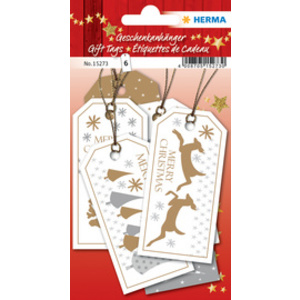 HERMA Etiquette pour cadeau de Noël 3D, rond, rouge/argent