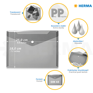 HERMA Pochette à documents, PP, A5, jaune