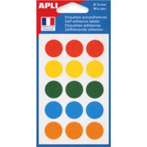 APLI Pastille de signalisation, diamètre: 15 mm, assorti  - 48970