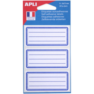 APLI Etiquettes pour livre, blanc/bleu, 34 x 75 mm lignées