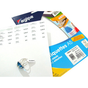 agipa Etiquette bijouterie, 45 x 8 mm, format A5, enlevable