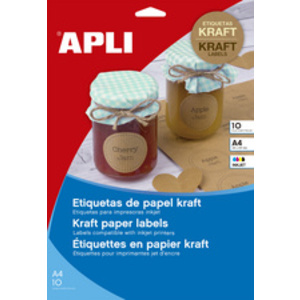 APLI Etiquette en papier kraft, 210 x 297 mm, kraft brun