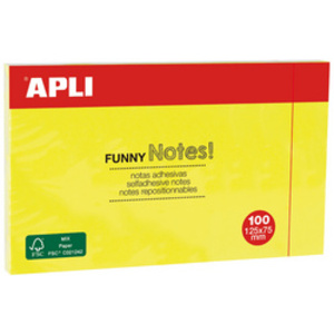 APLI Notes adhésives 'FUNNY Notes!', 125 x 75 mm, jaune fluo