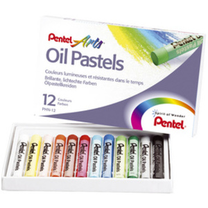 PentelArts Pastels à huile PHN4, étui en plastique de 12