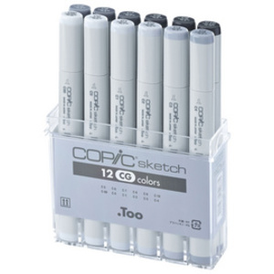 COPIC Marqueur sketch, set de 12 'Tons de gris CG'