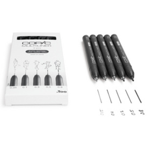 COPIC Feutre fin MULTILINER, set de 5, noir