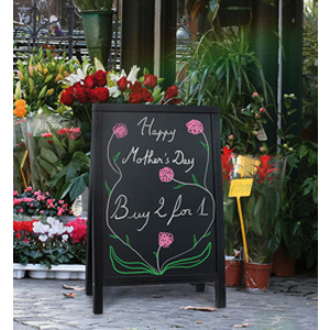 Securit Panneau trottoir WOODY, avec tableau noir, noir