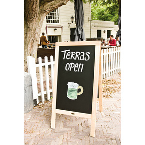 Securit Panneau trottoir DELUXE, avec tableau noir, hêtre