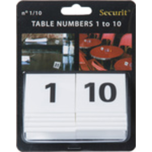 Securit Set de numéros de table 1 - 10 , blanc, acrylique